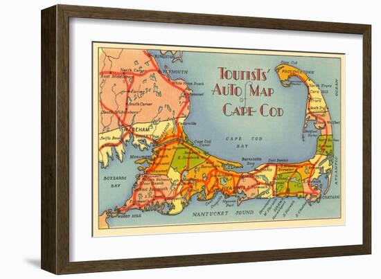 Map of Cape Cod, Massachusetts-null-Framed Art Print