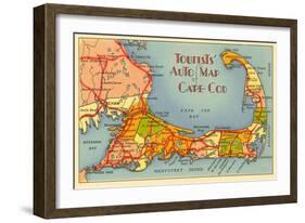 Map of Cape Cod, Massachusetts-null-Framed Art Print