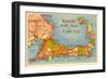 Map of Cape Cod, Massachusetts-null-Framed Art Print