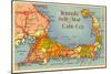 Map of Cape Cod, Massachusetts-null-Mounted Art Print