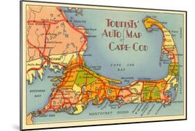 Map of Cape Cod, Massachusetts-null-Mounted Art Print