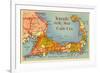 Map of Cape Cod, Massachusetts-null-Framed Premium Giclee Print