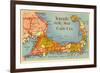 Map of Cape Cod, Massachusetts-null-Framed Premium Giclee Print