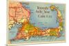 Map of Cape Cod, Massachusetts-null-Mounted Premium Giclee Print