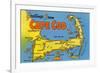 Map of Cape Cod, Massachusetts-null-Framed Art Print