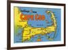 Map of Cape Cod, Massachusetts-null-Framed Art Print