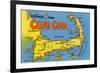 Map of Cape Cod, Massachusetts-null-Framed Art Print