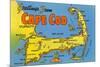 Map of Cape Cod, Massachusetts-null-Mounted Art Print