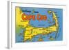 Map of Cape Cod, Massachusetts-null-Framed Art Print