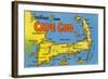 Map of Cape Cod, Massachusetts-null-Framed Art Print