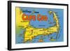 Map of Cape Cod, Massachusetts-null-Framed Art Print