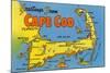 Map of Cape Cod, Massachusetts-null-Mounted Art Print