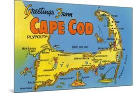 Map of Cape Cod, Massachusetts-null-Mounted Premium Giclee Print