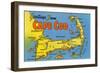 Map of Cape Cod, Massachusetts-null-Framed Art Print