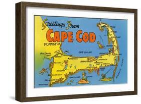 Map of Cape Cod, Massachusetts-null-Framed Art Print