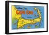 Map of Cape Cod, Massachusetts-null-Framed Art Print