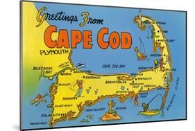 Map of Cape Cod, Massachusetts-null-Mounted Art Print