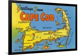 Map of Cape Cod, Massachusetts-null-Framed Art Print