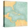 Map Of Caribbean - Blank Map (Vintage Series)-Tindo-Stretched Canvas