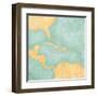 Map Of Caribbean - Blank Map (Vintage Series)-Tindo-Framed Art Print