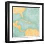 Map Of Caribbean - Blank Map (Vintage Series)-Tindo-Framed Art Print