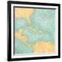 Map Of Caribbean - Blank Map (Vintage Series)-Tindo-Framed Art Print