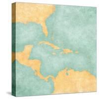 Map Of Caribbean - Blank Map (Vintage Series)-Tindo-Stretched Canvas