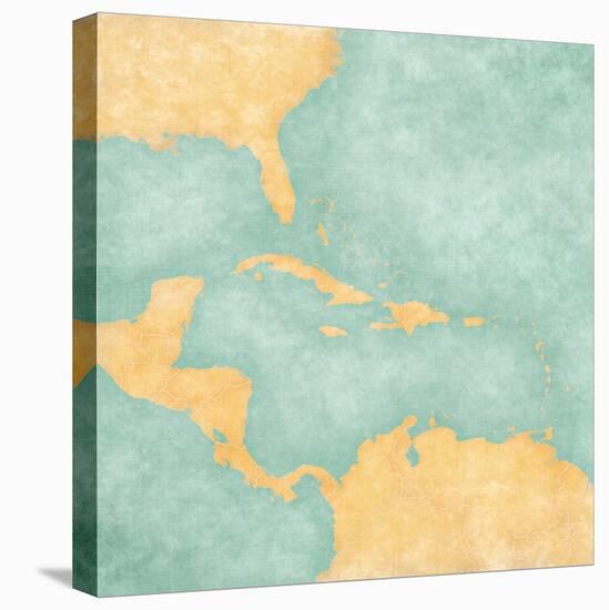 Map Of Caribbean - Blank Map (Vintage Series)-Tindo-Stretched Canvas