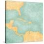 Map Of Caribbean - Blank Map (Vintage Series)-Tindo-Stretched Canvas