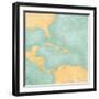 Map Of Caribbean - Blank Map (Vintage Series)-Tindo-Framed Art Print