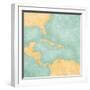 Map Of Caribbean - Blank Map (Vintage Series)-Tindo-Framed Art Print