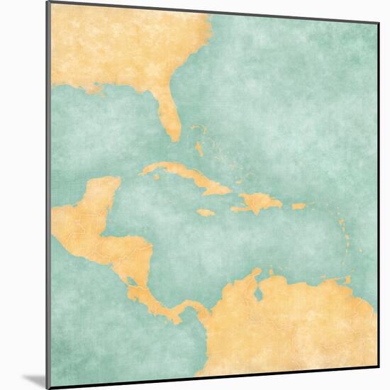 Map Of Caribbean - Blank Map (Vintage Series)-Tindo-Mounted Art Print