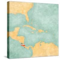 Map Of Caribbean - Costa Rica (Vintage Series)-Tindo-Stretched Canvas