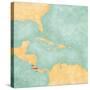 Map Of Caribbean - Costa Rica (Vintage Series)-Tindo-Stretched Canvas