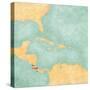 Map Of Caribbean - Costa Rica (Vintage Series)-Tindo-Stretched Canvas