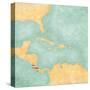 Map Of Caribbean - Costa Rica (Vintage Series)-Tindo-Stretched Canvas