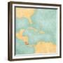 Map Of Caribbean - Costa Rica (Vintage Series)-Tindo-Framed Premium Giclee Print