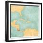 Map Of Caribbean - Costa Rica (Vintage Series)-Tindo-Framed Premium Giclee Print