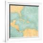 Map Of Caribbean - Costa Rica (Vintage Series)-Tindo-Framed Art Print