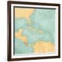 Map Of Caribbean - Costa Rica (Vintage Series)-Tindo-Framed Art Print