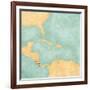 Map Of Caribbean - Costa Rica (Vintage Series)-Tindo-Framed Art Print