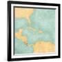 Map Of Caribbean - Costa Rica (Vintage Series)-Tindo-Framed Art Print