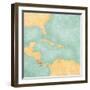 Map Of Caribbean - Costa Rica (Vintage Series)-Tindo-Framed Art Print