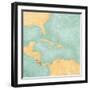 Map Of Caribbean - Costa Rica (Vintage Series)-Tindo-Framed Art Print