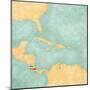 Map Of Caribbean - Costa Rica (Vintage Series)-Tindo-Mounted Art Print