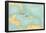 Map Of Caribbean - Cuba (Vintage Series)-null-Framed Poster