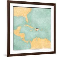 Map Of Caribbean - Dominican Republic (Vintage Series)-Tindo-Framed Art Print