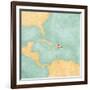 Map Of Caribbean - Dominican Republic (Vintage Series)-Tindo-Framed Art Print