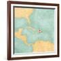 Map Of Caribbean - Dominican Republic (Vintage Series)-Tindo-Framed Art Print