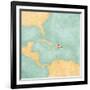 Map Of Caribbean - Dominican Republic (Vintage Series)-Tindo-Framed Art Print